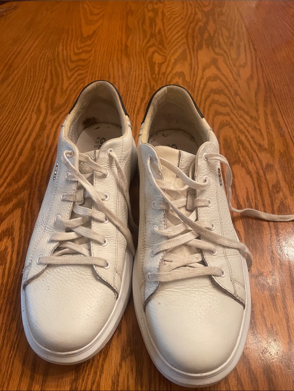 Geox Men's White Leather Athletic Sneakers